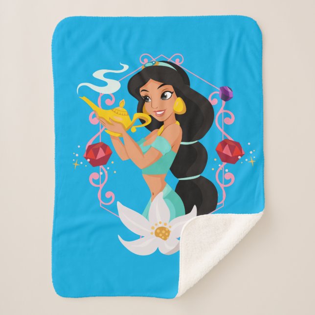 Princess Jasmine With Magic Lamp Sherpa Blanket (Front)