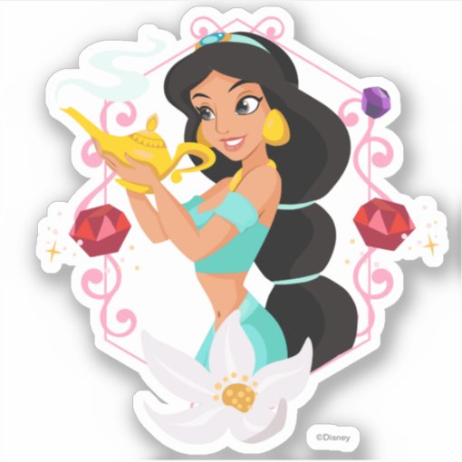 Princess Jasmine With Magic Lamp Sticker | Zazzle