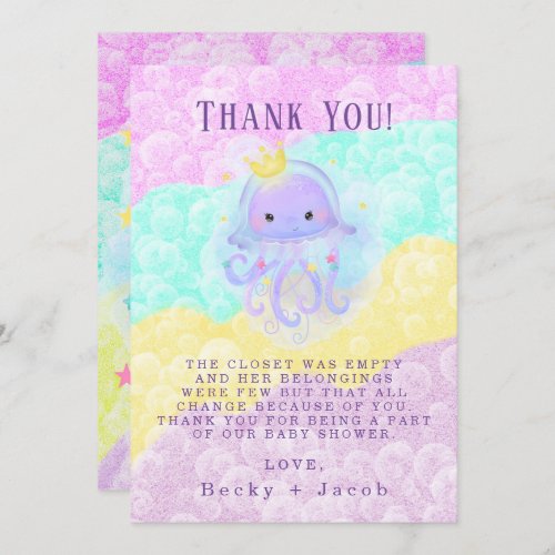 Princess Jellyfish Baby Shower Thank You Card