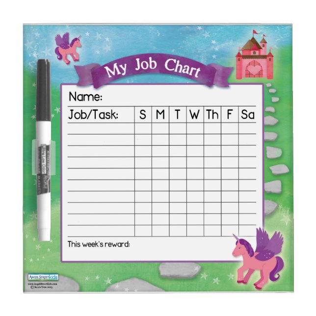 Princess Job Chart Dry Erase Board (Front)