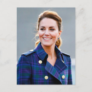 Princess Kate blue plaid stylized  Postcard