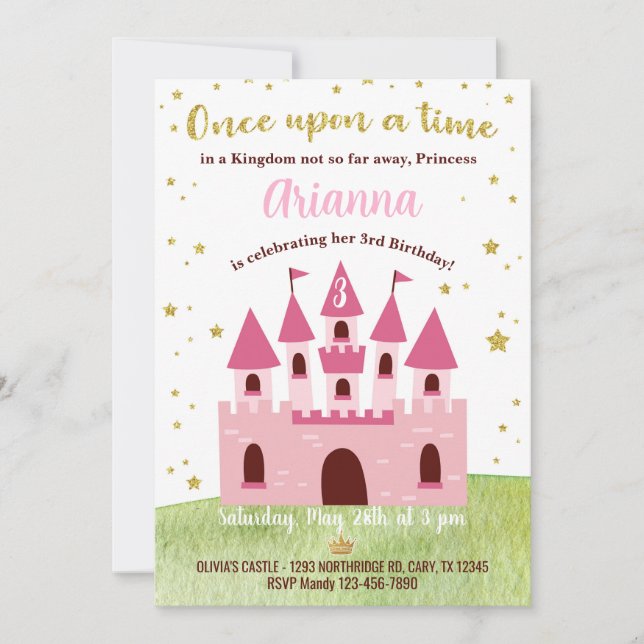 Princess Kingdom Castle birthday invite. Invitation (Front)