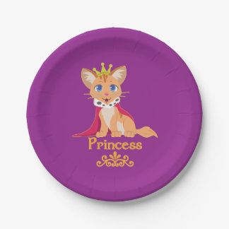 Princess Kitten Paper Plates