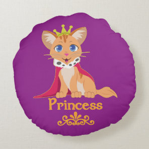 Princess Kitten Round Pillow