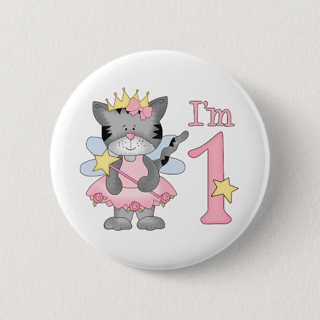 Princess Kitty 1st Birthday Button (Front)