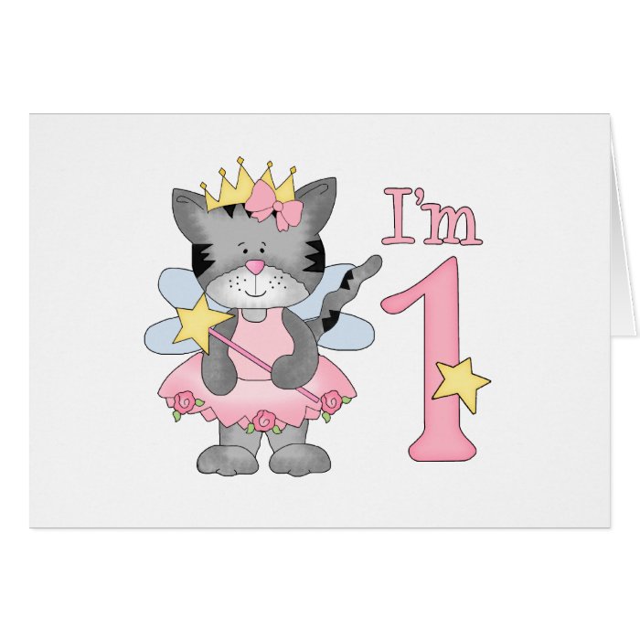 Princess Kitty 1st Birthday Greeting Cards