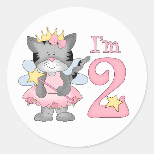 Princess Kitty 2nd Birthday Classic Round Sticker