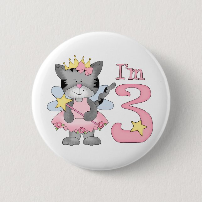 Princess Kitty 3rd Birthday Button (Front)