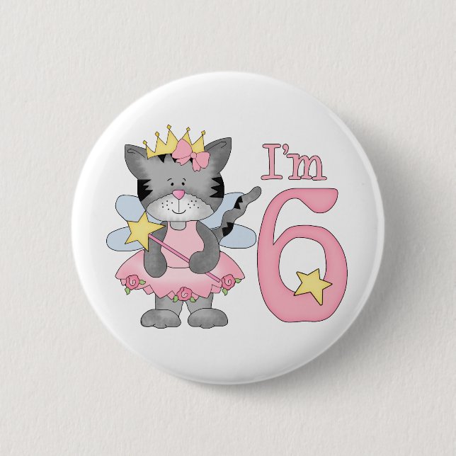 Princess Kitty 6th Birthday Pinback Button (Front)