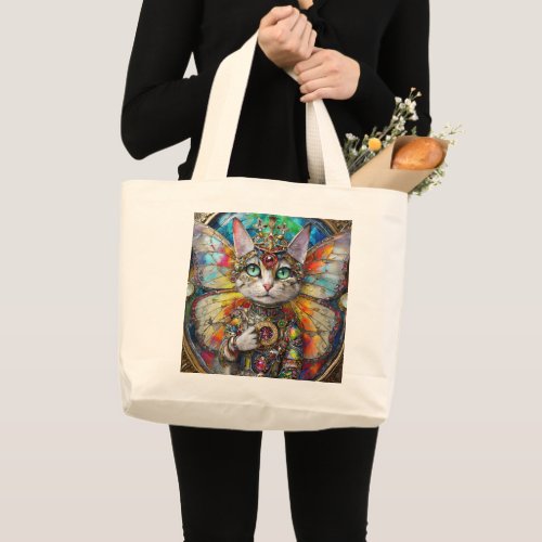 Princess Kitty Cat of the Butterfly Wing Brigade Large Tote Bag