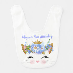 Princess Kitty First Birthday Custom Baby Bib