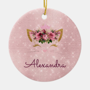 Princess Kitty Rose Gold - Blush Pink Ceramic Ornament