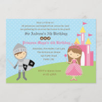 Princess & Knight Birthday Invitations (Twins)