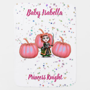 Princess Knight Pink Fall Pumpkins Baby Girl Baby Blanket