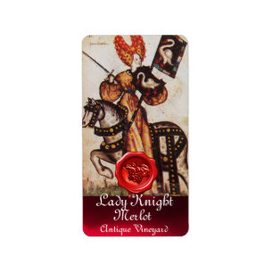 PRINCESS LADY KNIGHT WINE LABEL ,RED WAX SEAL