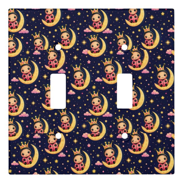 🌙 Princess Ladybug Moon Nursery Decor Gift Light Switch Cover (Front)