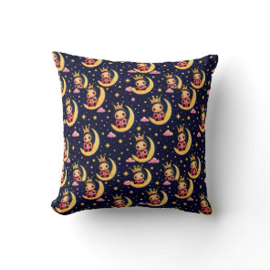 🌙 Princess Ladybug Moon Nursery Decor Gift Throw Pillow