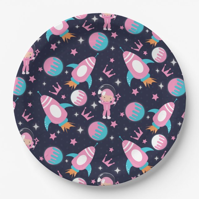 Princess Landing to the Moon Paper Plates (Front)