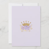 Princess Lavender Gold Floral Crown Baby Shower Invitation (Back)