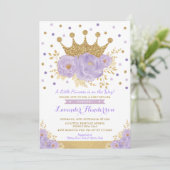 Princess Lavender Gold Floral Crown Baby Shower Invitation (Standing Front)