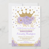 Princess Lavender Gold Floral Crown Baby Shower Invitation (Front)