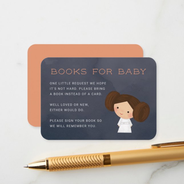 Princess Leia Baby Shower - Books for Baby Enclosure Card (Front/Back In Situ)