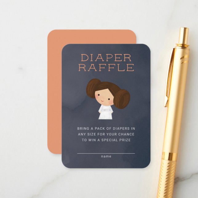 Princess Leia | Baby Shower - Diaper Raffle Enclosure Card (Front/Back In Situ)