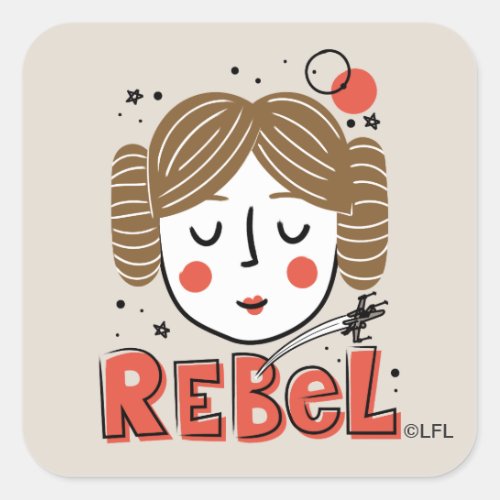 Princess Leia Doodle Square Sticker