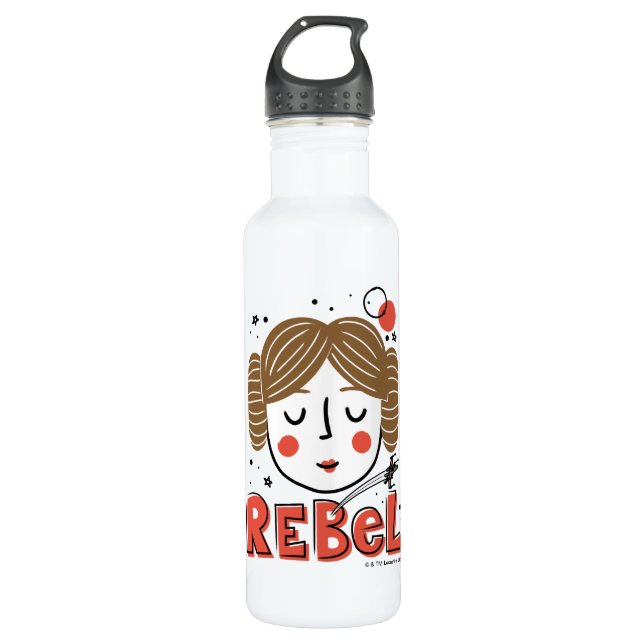 Princess Leia Doodle Stainless Steel Water Bottle (Front)
