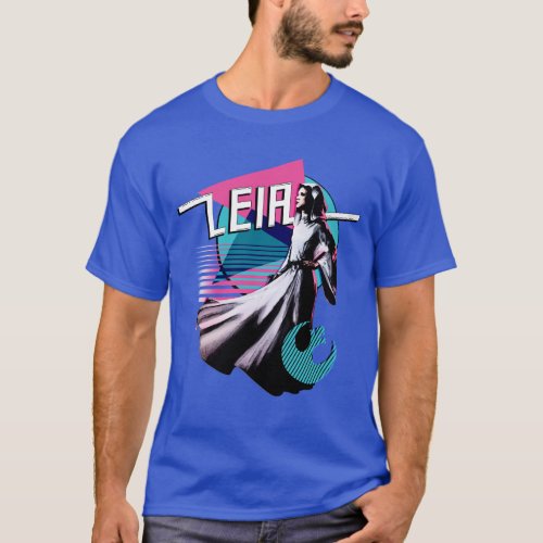 Princess Leia Neon Synthwave Graphic T_Shirt