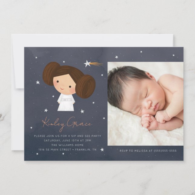 Princess Leia | Star Wars Sip and See Party Photo Invitation (Front)