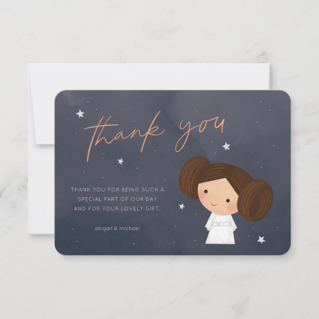 Princess Leia | Watercolor Baby Shower Thank You Invitation (Front)