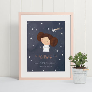 Princess Leia Watercolor | Birth Stats Poster