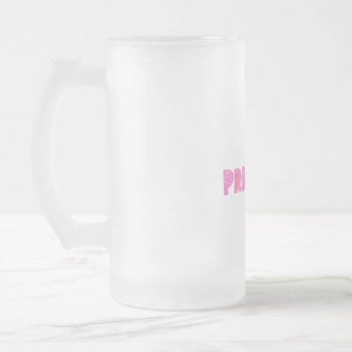 Princess lettering frosted glass beer mug
