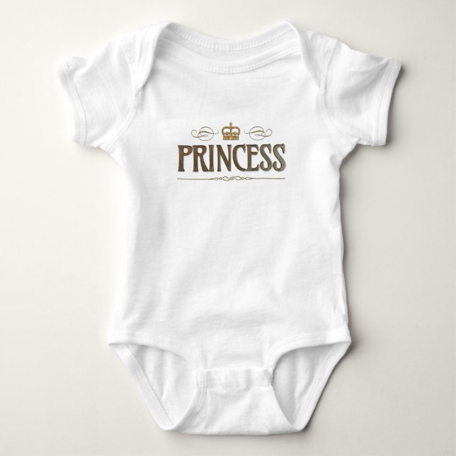 Princess Lettering - Grand Medieval Royal Crown Baby Bodysuit (Front)