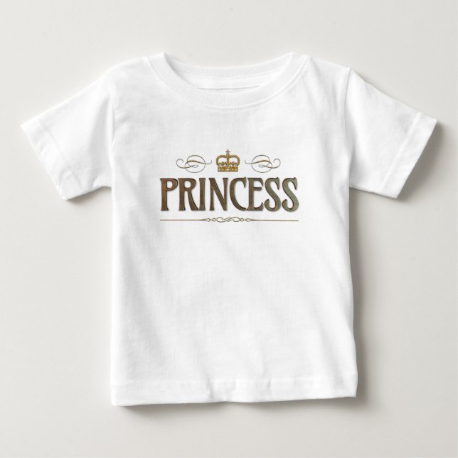 Princess Lettering - Grand Medieval Royal Crown Baby T-Shirt (Front)
