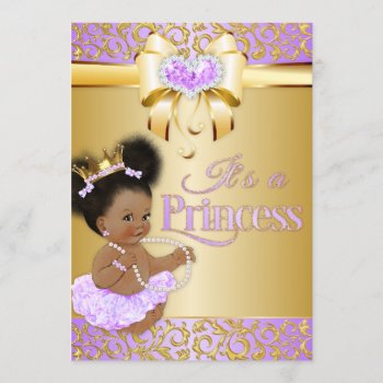 Princess  Lilac & Gold Diamond African American Invitation by nawnibelles at Zazzle