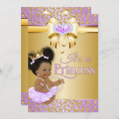 Princess  Lilac & Gold Diamond African American Invitation (Front/Back)