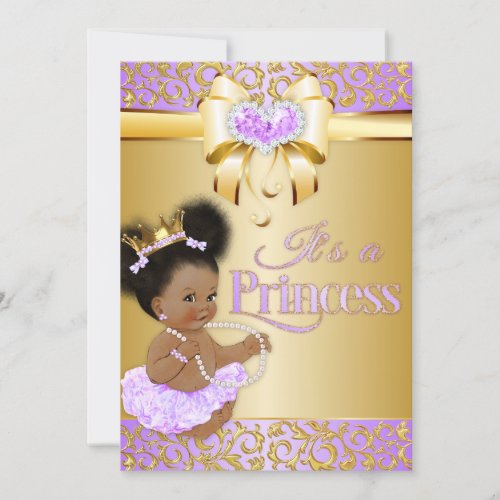 Princess  Lilac  Gold Diamond African American Invitation