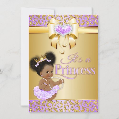 Princess  Lilac  Gold Diamond African American Invitation