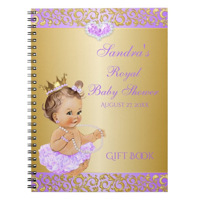 Princess Lilac Lavender Gold Gift Guest Notebook (Front)