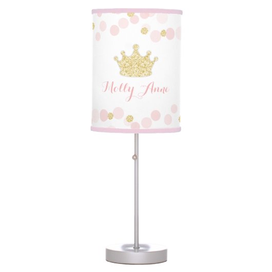 Princess Little Girl's Room Table Lamp Pink Gold (Front)