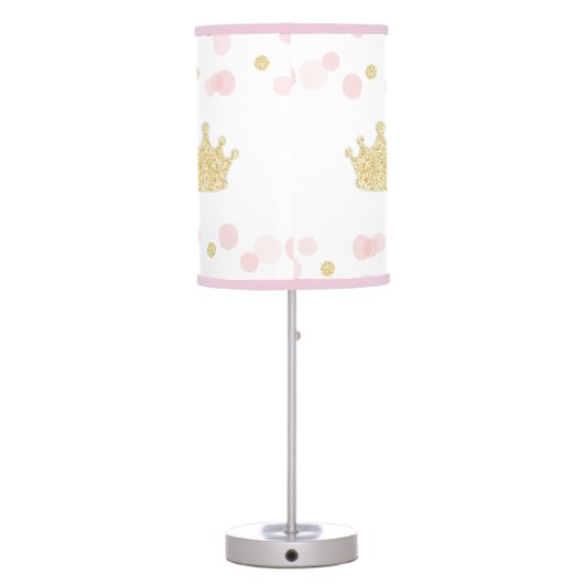 Princess Little Girl's Room Table Lamp Pink Gold (Back)