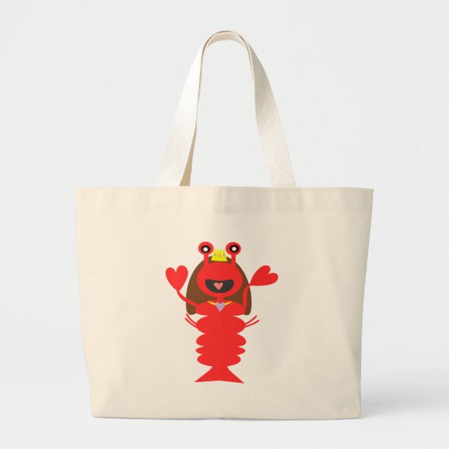 Princess Lobster Large Tote Bag (Front)
