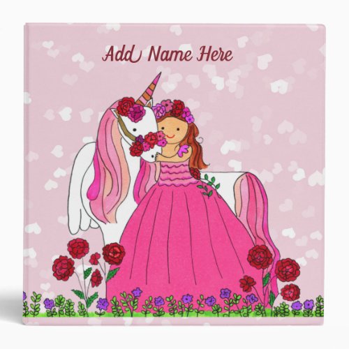 Princess Love Unicorn Binder, 2" 3 Ring Binder