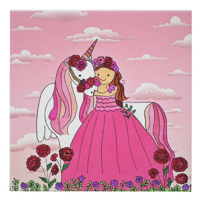 Princess Loves Unicorn Canvas Art (Front)