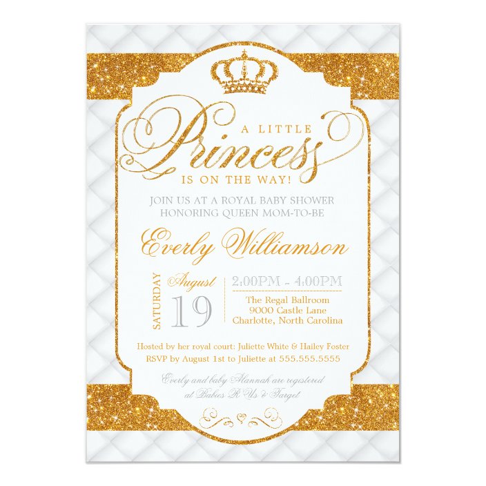 white and gold baby shower invitations