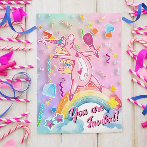 Princess Magical Unicorn Birthday Invite 