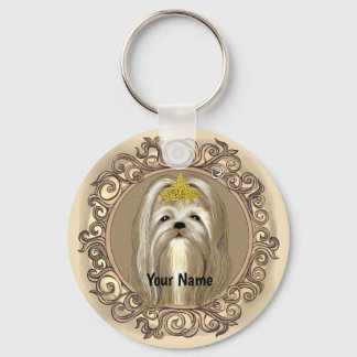 Princess Maltese Dog Keychain