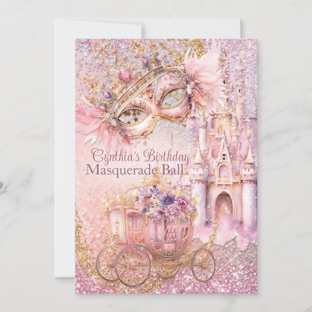 Princess Masquerade Fairytale Birthday Party Invitation (Front)